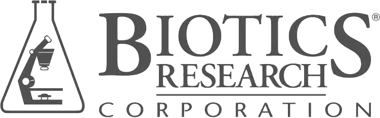 Biotics Research Corporation logo with laboratory flask and microscope graphic.